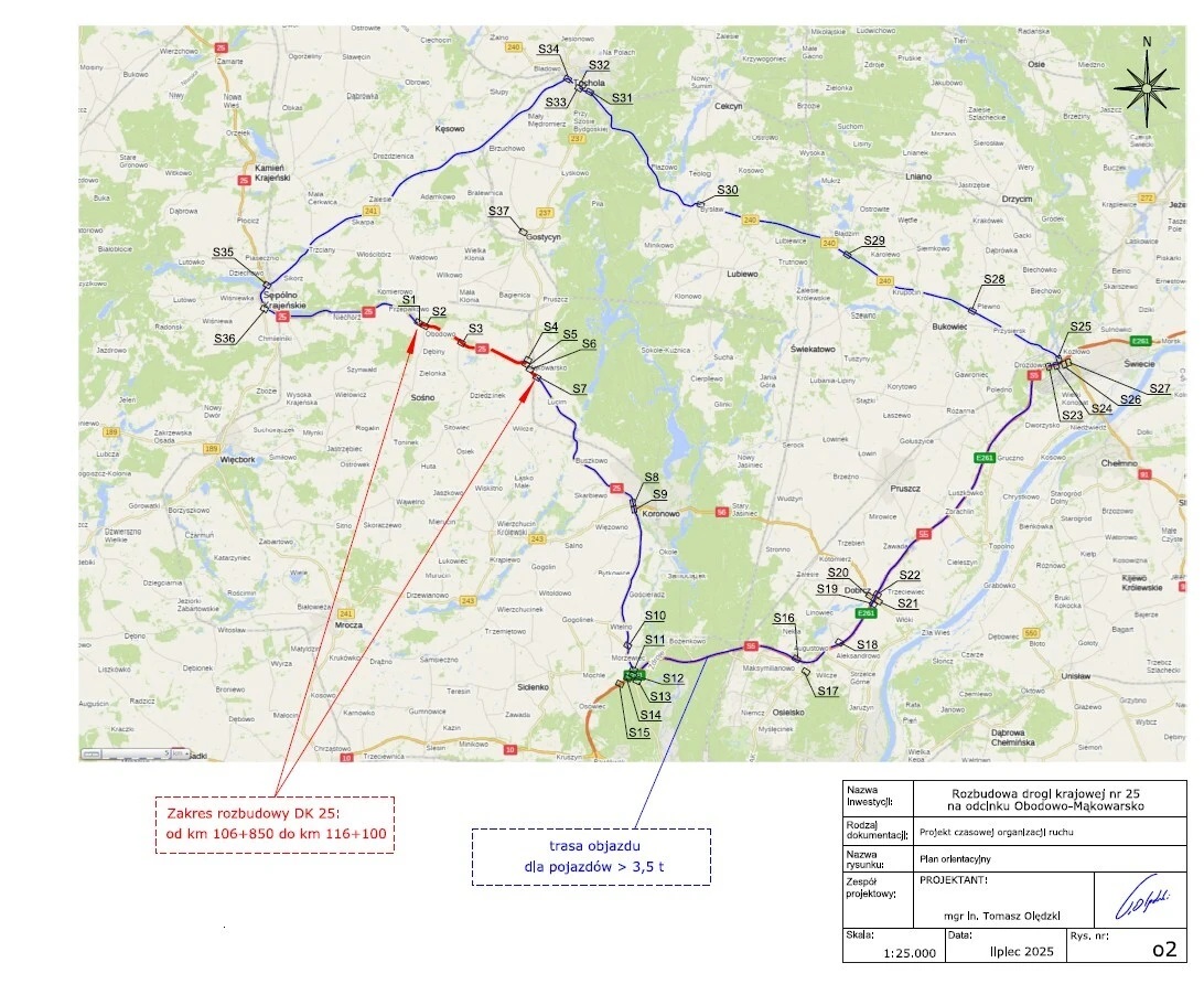 aktualność: Czasowa zmiana organizacji ruchu Obodowo – Mąkowarsko